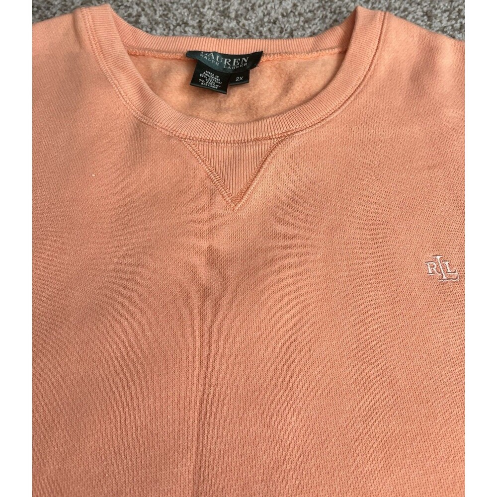 Women's Ralph Lauren Solid Light Orange Crewneck Sweatshirt, Size 2X - Picture 2 of 3